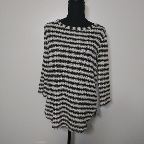 *3/$25* Splendid Tunic Stripe Open Knit Boat Neck Light - Picture 1 of 6